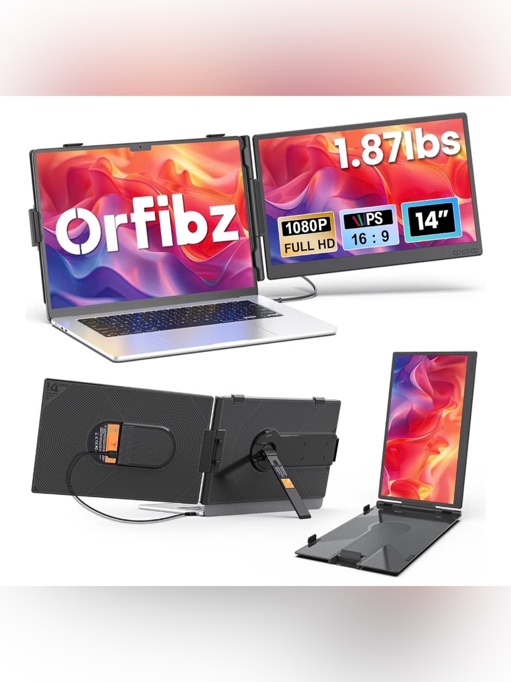 14.2 Laptop Screen Extender 1.87lbs Ultra-Portable & Ultra Slim,  FHD 1080